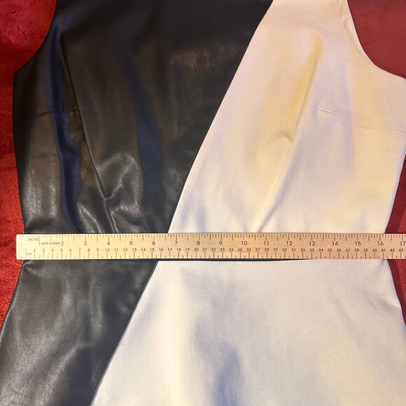Black & White Faux Leather Mix Colorblock Top - Size 14 - Picture 11 of 11